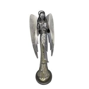 Silver Metal & Metallic Praying Angel 17" Tall Christmas Holiday Decorations
